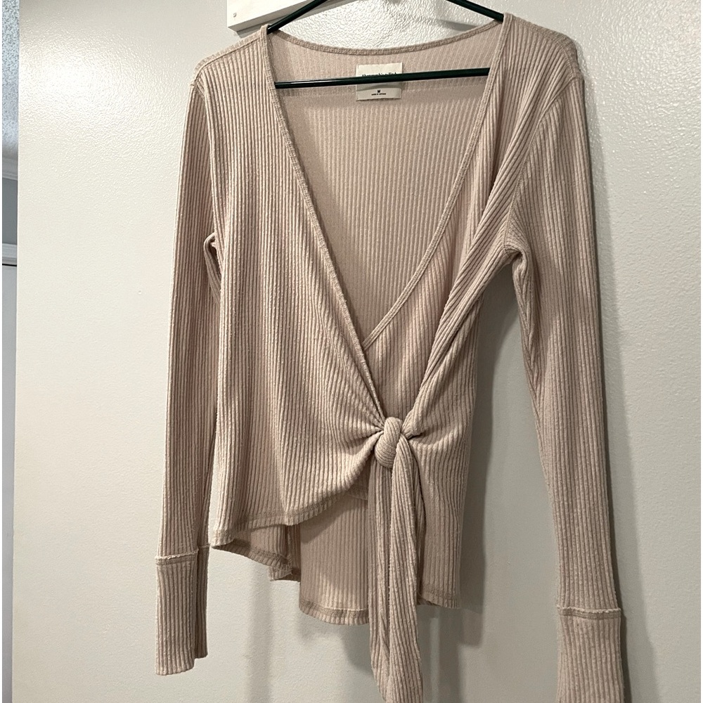 Abercrombie & Fitch Tan Long Sleeve Soft & Cozy Shirt Sz M
